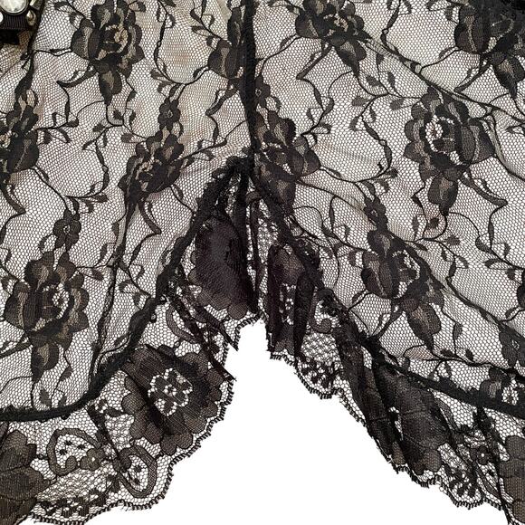 Vintage Frederick’s Hollywood Black Lace Ruffle Robe | OS Boudoir Kimono Y2K - Picture 5 of 8